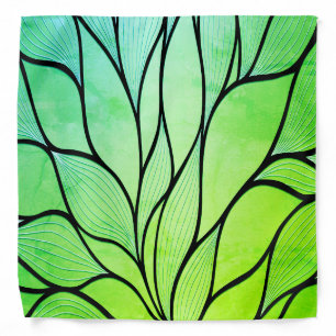 Bright Green Hues Creative Leave Pattern Bandana