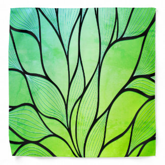 Bright Green Hues Creative Leave Pattern Bandana