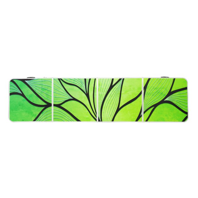 Bright Green Hues Creative Leave Pattern  Beer Pong Table (Top)