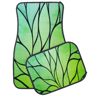 Bright Green Hues Creative Leave Pattern Car Floor Mat