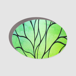 Bright Green Hues Creative Leave Pattern  Car Magnet