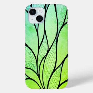 Bright Green Hues Creative Leave Pattern  iPhone 15 Plus Case