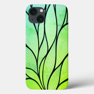Bright Green Hues Creative Leave Pattern iPhone 13 Case