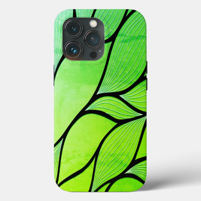 Bright Green Hues Creative Leave Pattern  Case-Mate iPhone Case (Back)