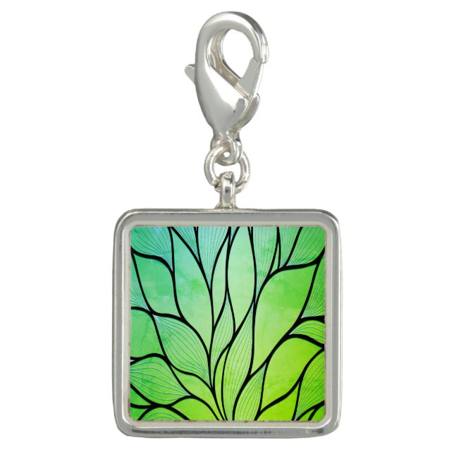 Bright Green Hues Creative Leave Pattern  Charm (Front)