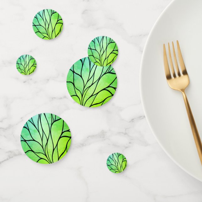 Bright Green Hues Creative Leave Pattern  Confetti (Group)
