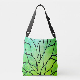 Bright Green Hues Creative Leave Pattern  Crossbody Bag