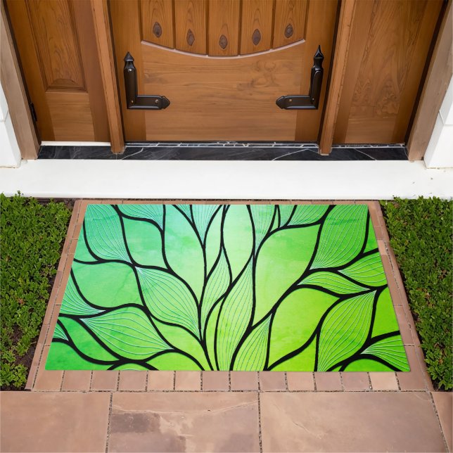 Bright Green Hues Creative Leave Pattern  Doormat (Outdoor)