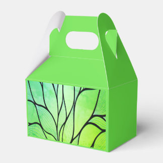 Bright Green Hues Creative Leave Pattern  Favor Boxes