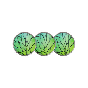 Bright Green Hues Creative Leave Pattern  Golf Ball Marker