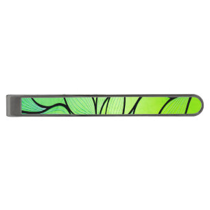 Bright Green Hues Creative Leave Pattern  Gunmetal Finish Tie Bar