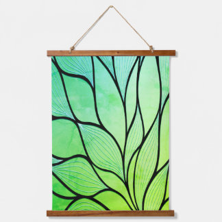 Bright Green Hues Creative Leave Pattern Hanging Tapestry