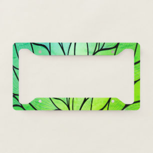 Bright Green Hues Creative Leave Pattern License Plate Frame