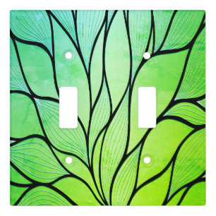 Bright Green Hues Creative Leave Pattern  Light Switch Cover