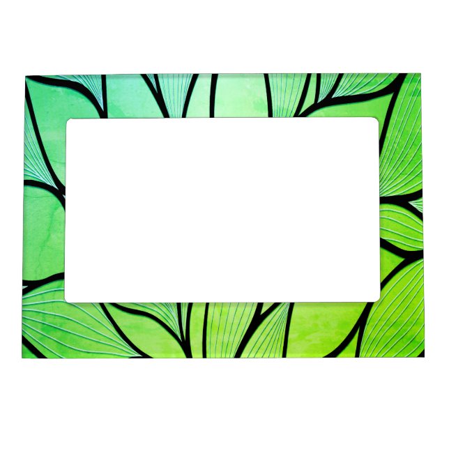 Bright Green Hues Creative Leave Pattern  Magnetic Frame (Front)