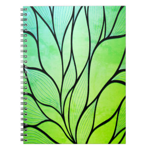 Bright Green Hues Creative Leave Pattern Notebook