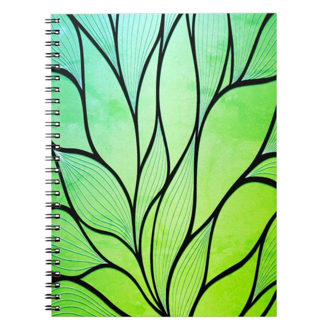 Bright Green Hues Creative Leave Pattern  Notebook (Front)