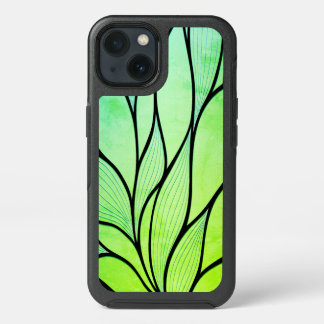 Bright Green Hues Creative Leave Pattern  iPhone 13 Case