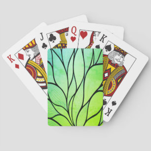 Bright Green Hues Creative Leave Pattern Poker Cards