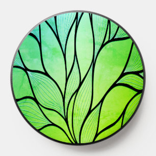 Bright Green Hues Creative Leave Pattern PopSocket
