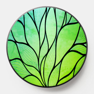Bright Green Hues Creative Leave Pattern  PopSocket