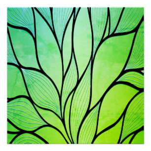 Bright Green Hues Creative Leave Pattern  Poster