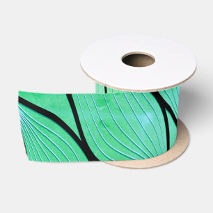 Bright Green Hues Creative Leave Pattern Satin Ribbon