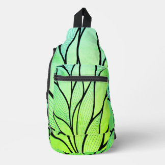 Bright Green Hues Creative Leave Pattern  Sling Bag