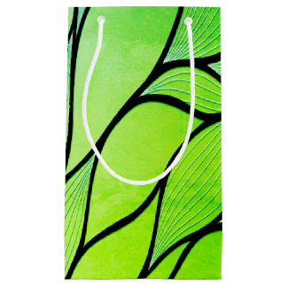 Bright Green Hues Creative Leave Pattern  Small Gift Bag