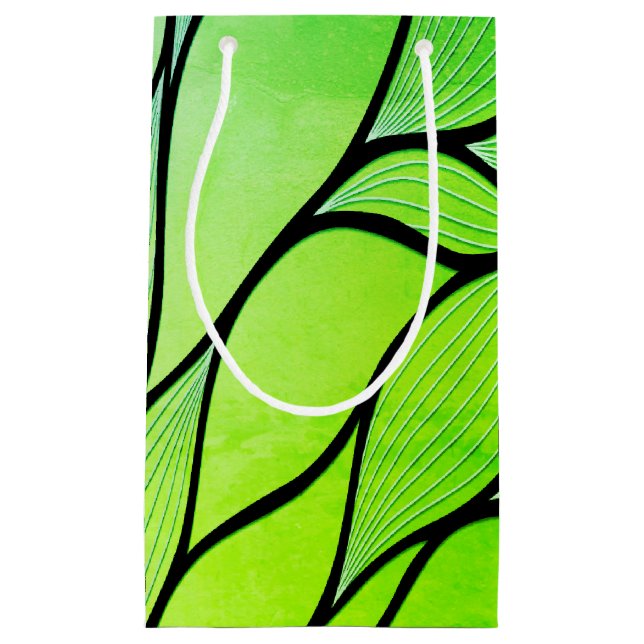 Bright Green Hues Creative Leave Pattern  Small Gift Bag (Front)