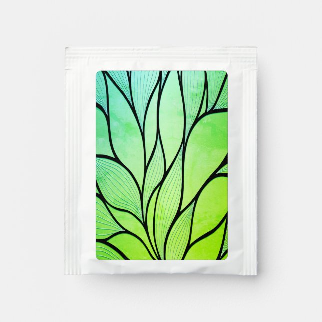 Bright Green Hues Creative Leave Pattern  Tea Bag Drink Mix (Front)