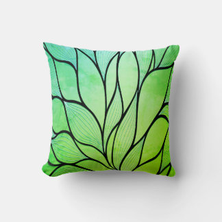 Bright Green Hues Creative Leave Pattern Throw Pillow