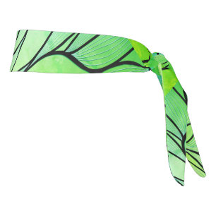 Bright Green Hues Creative Leave Pattern  Tie Headband