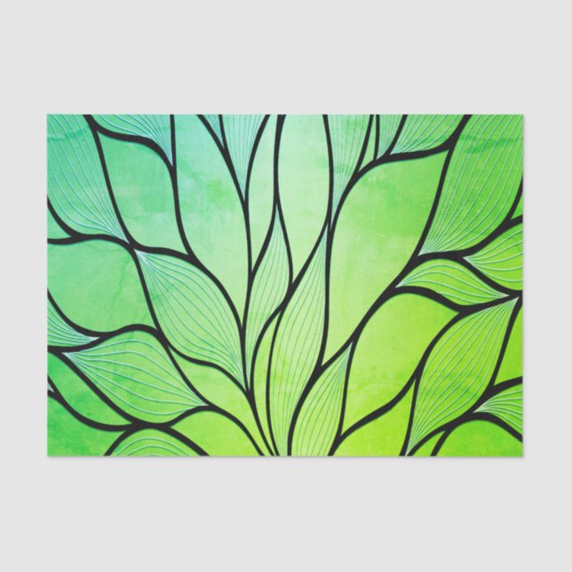 Bright Green Hues Creative Leave Pattern  Tissue Paper (Front)