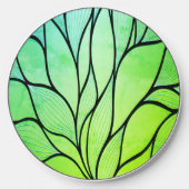 Bright Green Hues Creative Leave Pattern Wireless Charger (Front)