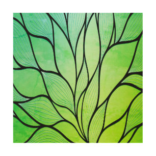 Bright Green Hues Creative Leave Pattern Wood Wall Art