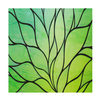 Bright Green Hues Creative Leave Pattern Wood Wall Art