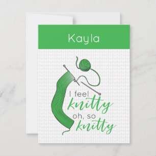 Bright Green I Feel Knitty, Oh So Knitty Note Card