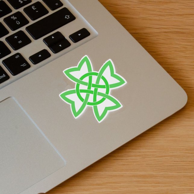 Bright Green Irish Looped Celtic Knot Design Sticker (Bright green Celtic Irish knot on vinyl sticker.)