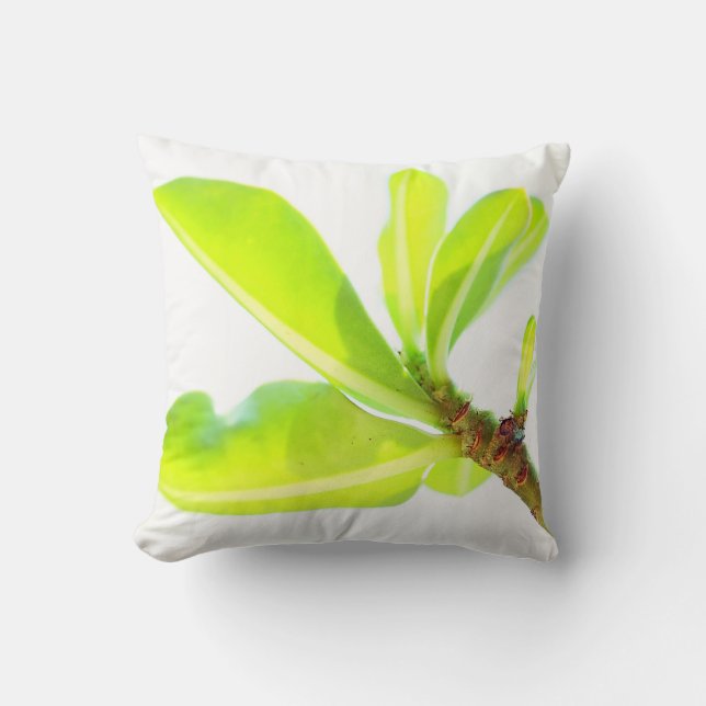 Bright Green Kudu Lily Leaves Cushion Pillow (Front)