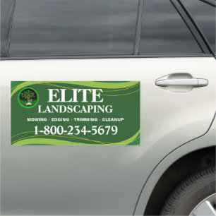 Bright Green Landscaping Service Car Magnet