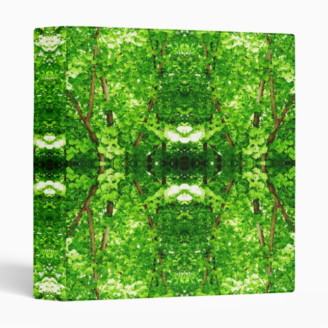 Bright Green Leafy Abstract 3 Ring Binder (Front/Spine)