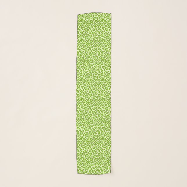 Bright Green Leopard Animal Print Chiffon Scarf (Front)