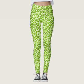 Bright Green Leopard Animal Print Leggings