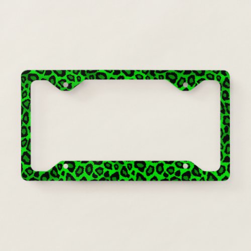 Bright Green Leopard Animal Print License Plate Frame