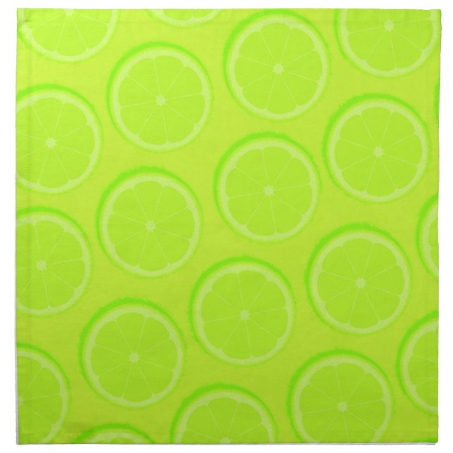 Bright green lime slices cocktail napkins (Front)