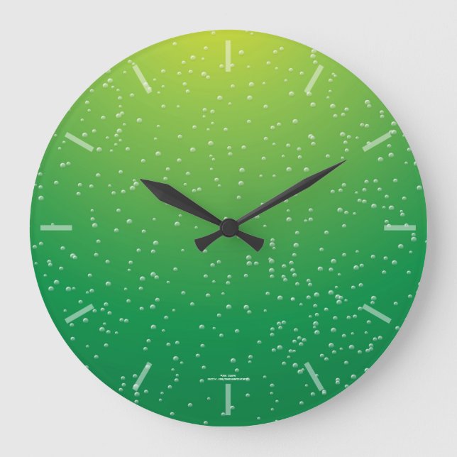 Bright Green Lime Soda Bubbles Clock (Front)