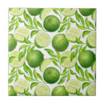 Bright Green Lime Watercolor Lemon Pattern Ceramic Tile<br><div class="desc">You can add a citrus accent to any room with this summer lime tiles. This cute design features watercolor citrus pattern of limes . These green lime tiles will be perfect for any room.</div>