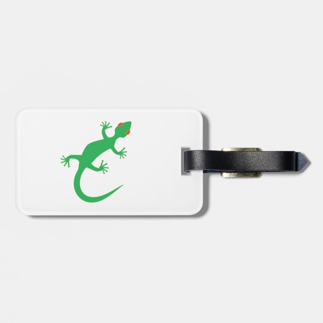 Bright Green Lizard Luggage Tag (Back Horizontal)