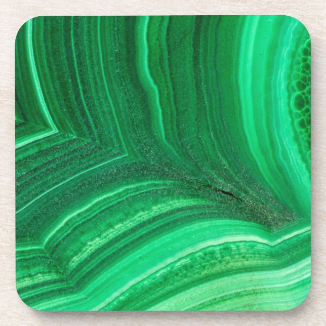 Bright green Malachite Mineral Drink Coaster (Front)